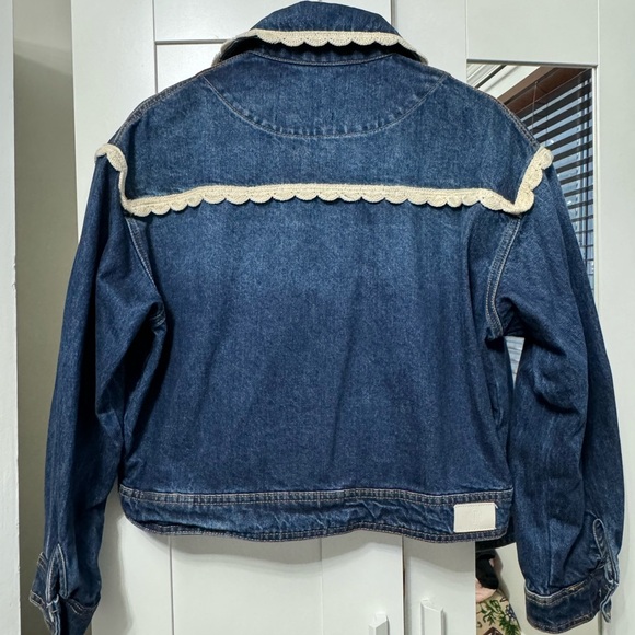 Maje Bakina Crochet Trim Denim Jacket - Picture 3 of 6